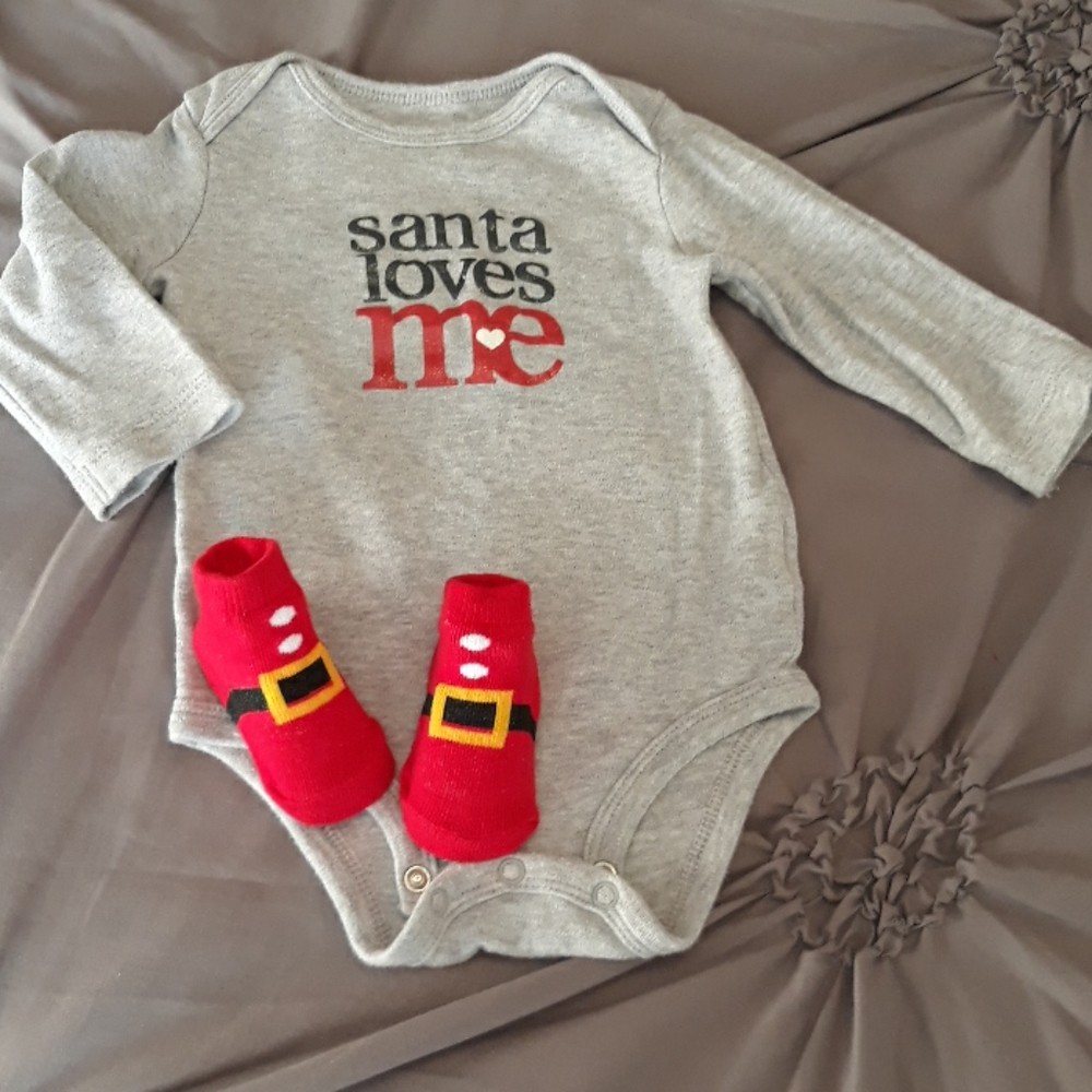 Christmas Onesies with Santa socks